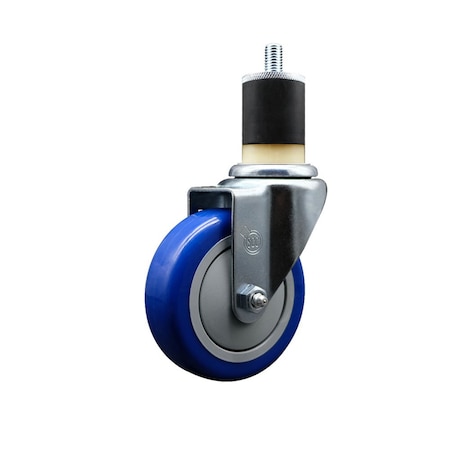 Service Caster 4'' Blue Poly Wheel Swivel 1-7/8'' Expanding Stem Caster SCC-EX20S414-PPUB-BLUE-178